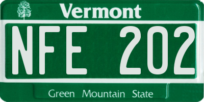 VT license plate NFE202