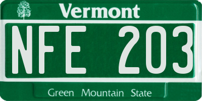 VT license plate NFE203