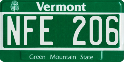 VT license plate NFE206