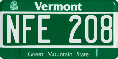 VT license plate NFE208