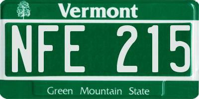 VT license plate NFE215
