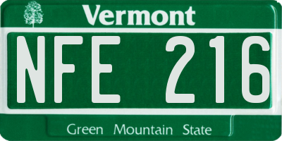 VT license plate NFE216