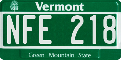 VT license plate NFE218