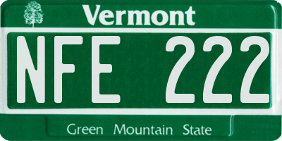 VT license plate NFE222