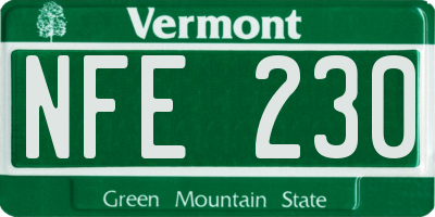 VT license plate NFE230