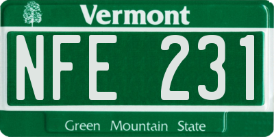 VT license plate NFE231