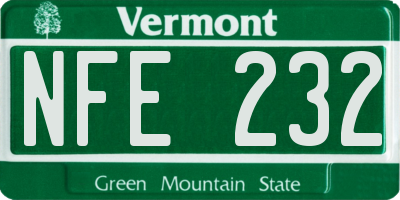 VT license plate NFE232