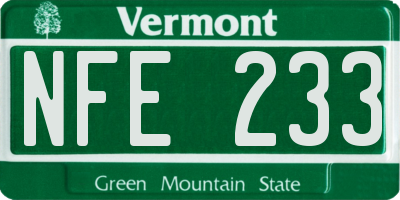 VT license plate NFE233