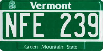 VT license plate NFE239
