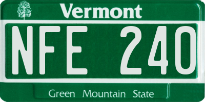VT license plate NFE240