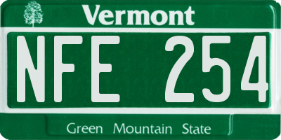 VT license plate NFE254