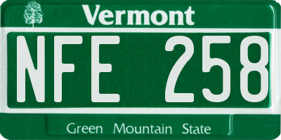VT license plate NFE258