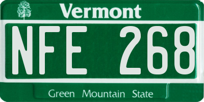 VT license plate NFE268