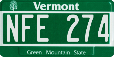 VT license plate NFE274