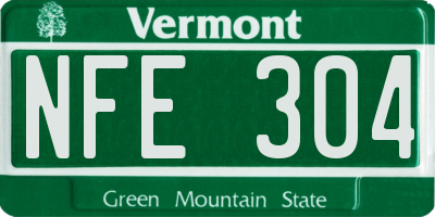 VT license plate NFE304