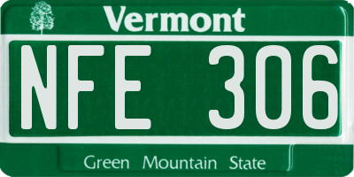 VT license plate NFE306