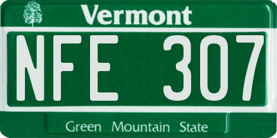VT license plate NFE307