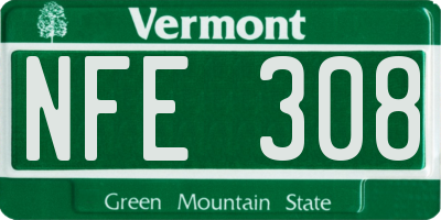 VT license plate NFE308