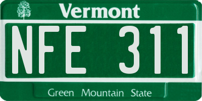 VT license plate NFE311
