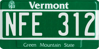 VT license plate NFE312