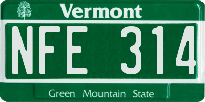 VT license plate NFE314
