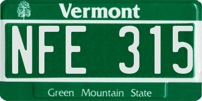 VT license plate NFE315