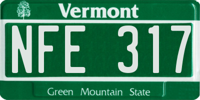 VT license plate NFE317