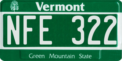 VT license plate NFE322