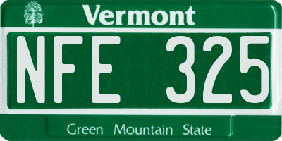 VT license plate NFE325
