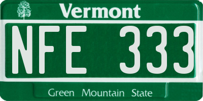 VT license plate NFE333