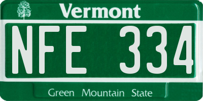 VT license plate NFE334