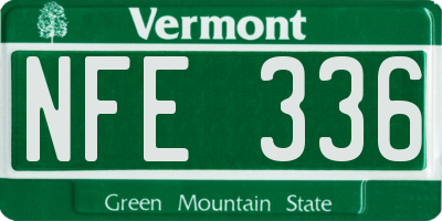 VT license plate NFE336