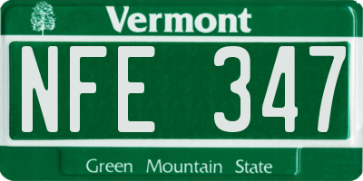 VT license plate NFE347
