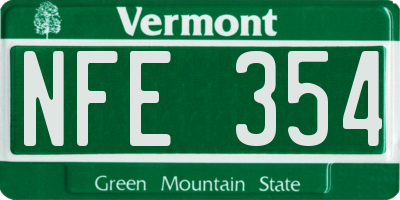 VT license plate NFE354