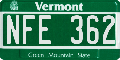 VT license plate NFE362