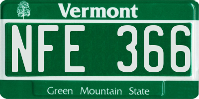 VT license plate NFE366