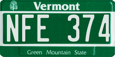VT license plate NFE374
