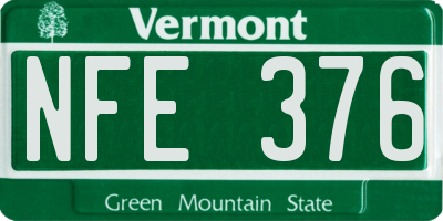 VT license plate NFE376