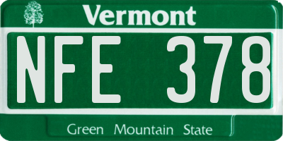 VT license plate NFE378