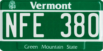VT license plate NFE380
