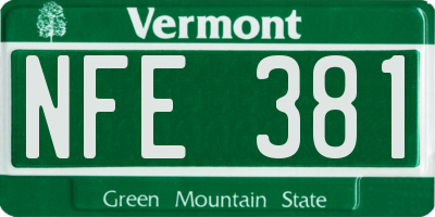 VT license plate NFE381