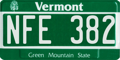 VT license plate NFE382
