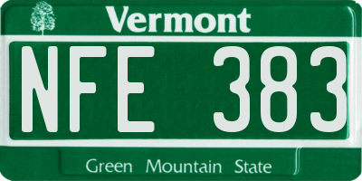 VT license plate NFE383