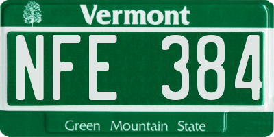 VT license plate NFE384