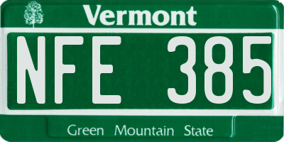 VT license plate NFE385