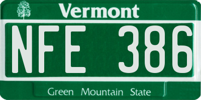 VT license plate NFE386