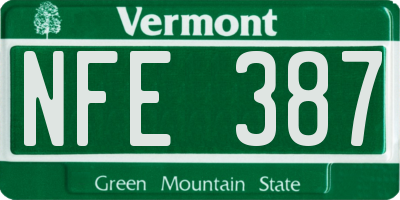 VT license plate NFE387
