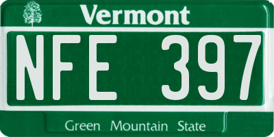 VT license plate NFE397