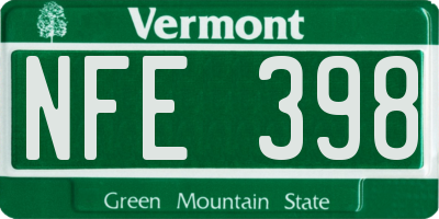 VT license plate NFE398