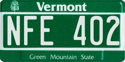 VT license plate NFE402